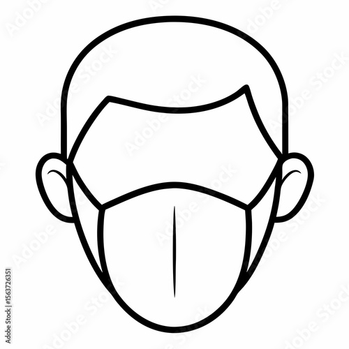 Face Mask Outline Vector | Generative AI & Linocut Silhouette Design