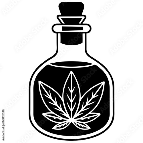 Herbal Extract Outline Vector | Generative AI & Linocut Silhouette Design