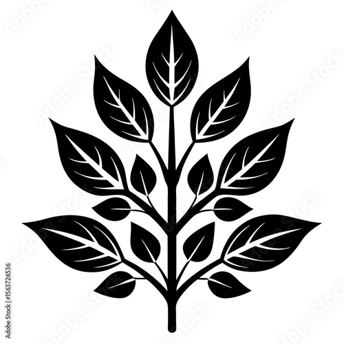 Natural Plant Icon Vector | Generative AI & Linocut Silhouette Design