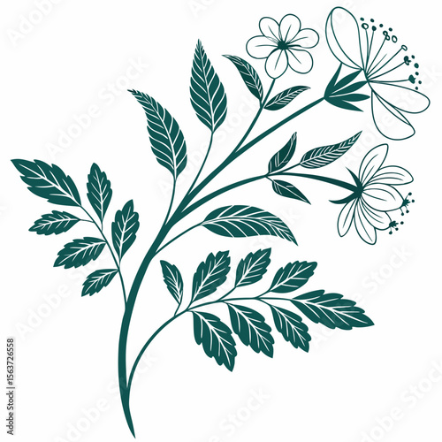 Natural Plant Icon Vector | Generative AI & Linocut Silhouette Design