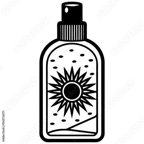 Natural Sunscreen Vector | Generative AI Outline & Linocut Silhouette Design