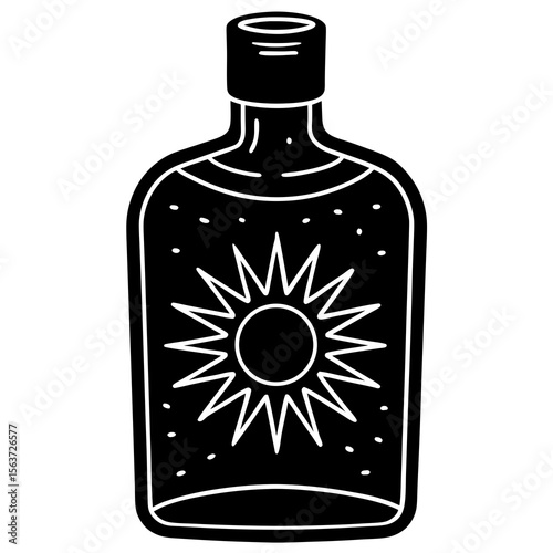 Natural Sunscreen Vector | Generative AI Outline & Linocut Silhouette Design