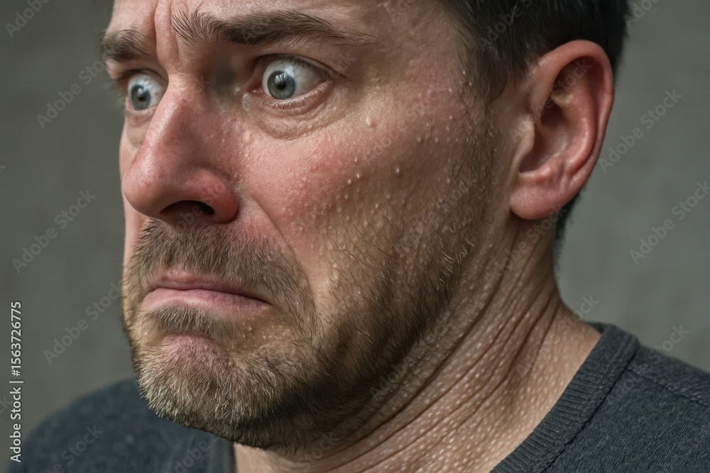 Fototapeta premium A close up of a man with a surprised look on his face