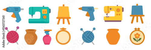 Colorful crafting tools and supplies displayed on a bright background for creative projects