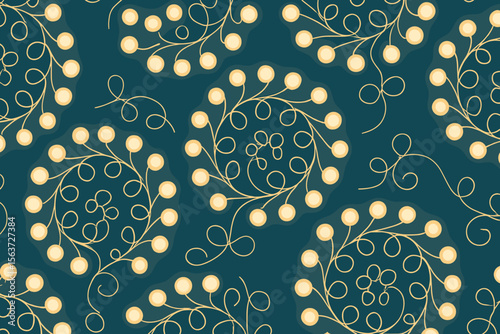 Elegant floral design with glowing light circles and delicate swirling lines.