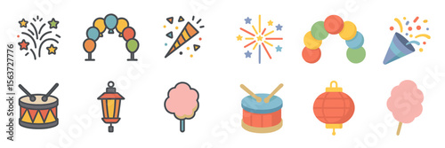 Colorful party decorations and festive elements for celebrations and gatherings in a lively setting