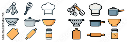 Colorful kitchen utensils and tools displayed with a chef's hat in a cozy kitchen setting for culinary enthusiasts
