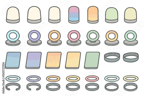 Set of gradient ambient UI icons featuring domes, rings, pads, and halos