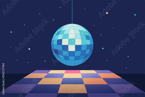 disco ball on blue background