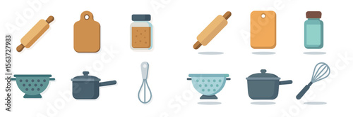 Kitchen utensils and tools arranged neatly on a countertop with a minimalist design