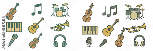 Musical instruments collection showcasing various types and styles in a vibrant arrangement for educational purposes