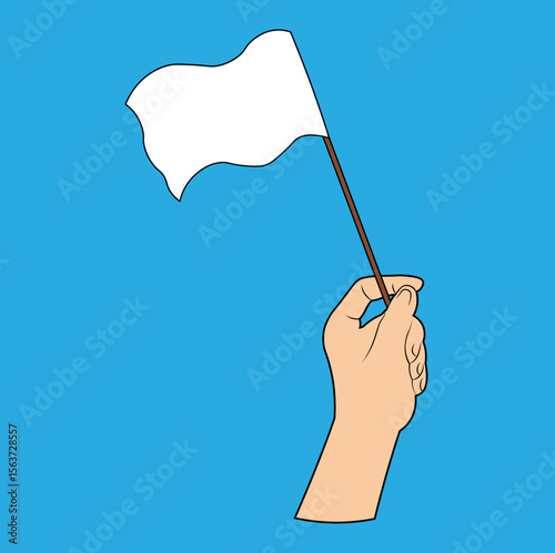 Hands Holding a Surrender Flag. Flat Vector illustration