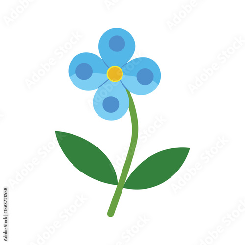 Lovely forget me not flower with tiny blue blooms and romantic symbolism for design use Vector illustration on white background