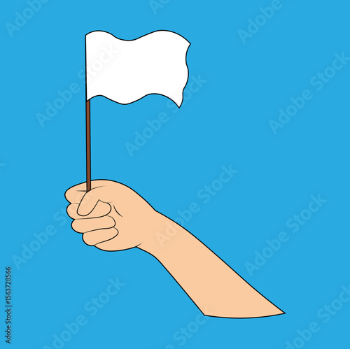 Hands Holding a Surrender Flag. Flat Vector illustration