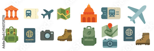 Travel preparation essentials including maps, tickets, and travel gear for an upcoming adventure