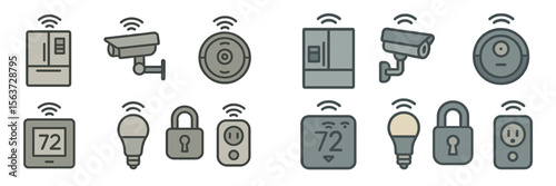 Smart home devices display showcasing various connected appliances and security items