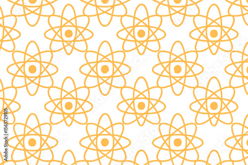 Subtle seamless pattern of atomic symbols with a faint, light orange background, creating a soft texture.