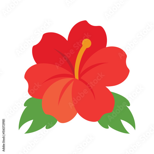 Large hibiscus flower with tropical flair and bold petals for vibrant summer themes Vector illustration on white background