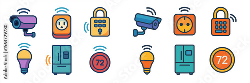 Smart home devices illustrate modern technology for home automation and security system use