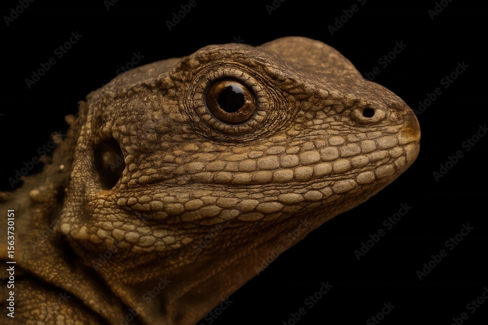 Obraz premium A close up of a lizard's face on a black background