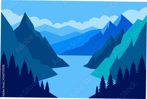 winter landscape with mountains