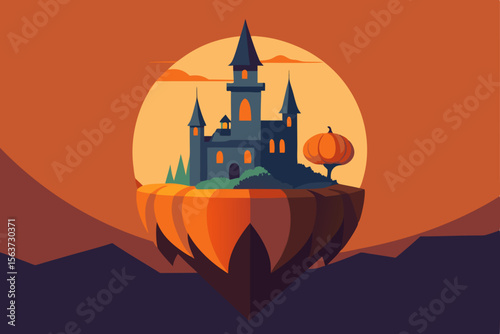 vector illustration of a halloween castle