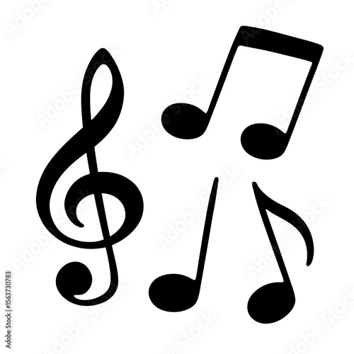 treble clef vector icon handdrawn set collection