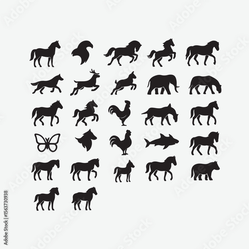 Animals logos set. Isolated on White background