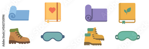 Cozy outdoor setup with blankets, books, boots, and sleeping masks perfect for a weekend adventure in nature