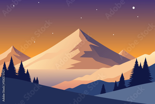 winter landscape with mountains