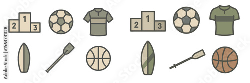 Sports icons representing various activities and competitions with a minimalist design style