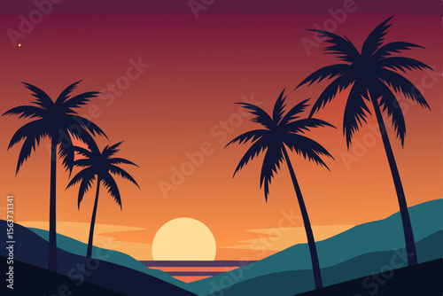 palm trees at sunset