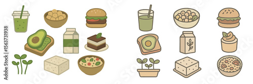 Variety of delicious vegan dishes displayed on a table including snacks, desserts, and salads