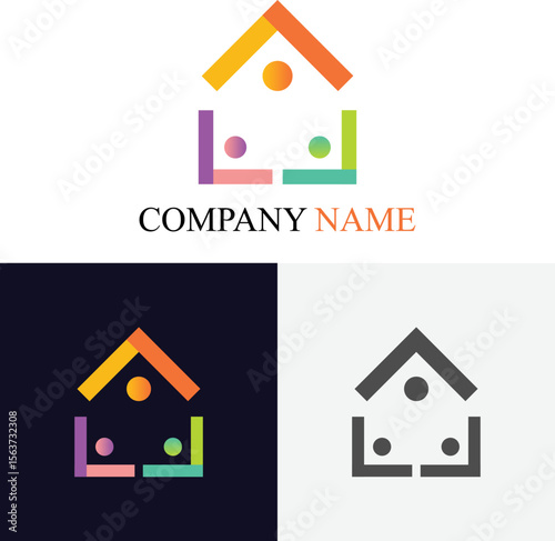 Bull House Logo Design. Modern Real Estate Logo. Home logo vector illustration