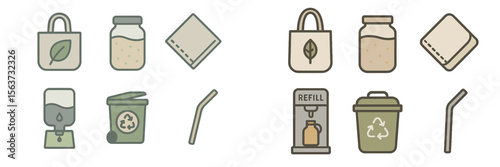 Items representing eco-friendly living and sustainability practices in a modern urban setting