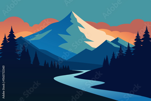 winter landscape with mountains