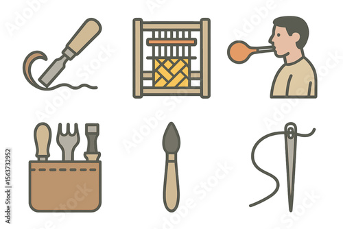Crafting tools showcase various artisan techniques in a creative workspace during an afternoon session
