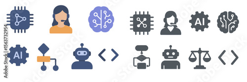 Illustration of artificial intelligence concepts and customer service interactions in a modern digital environment