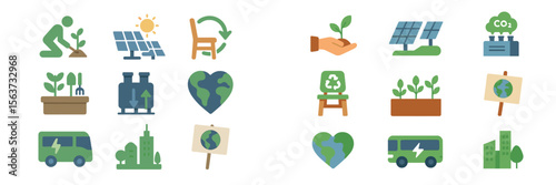 Illustration showcasing sustainable practices and environmental conservation in various contexts
