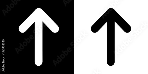 Black and white arrow up ward direction.