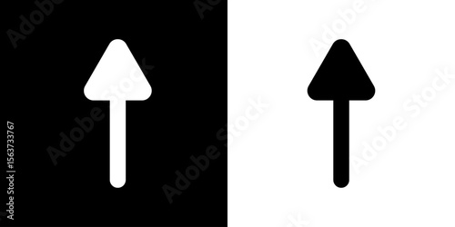 Black and white straight arrow graph up ward direction