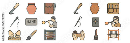 Crafting tools and techniques for artisans engaged in pottery and glasswork showcasing creativity and skill development