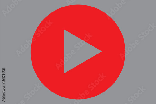 Play video red button icon, sign isolated on white background. Trendy circle play button icon in flat style. Radio symbol, video player, arrow.