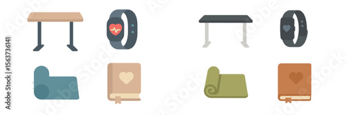 Fitness and relaxation equipment on display with modern furniture and health tracking devices