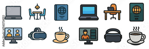 Remote work setup with technology and relaxation for productivity in a home office environment