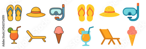 Summer vacation essentials featuring colorful accessories for beach fun and relaxation