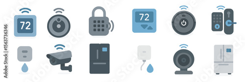 Smart home technology icons for seamless automation and security system integration in modern homes
