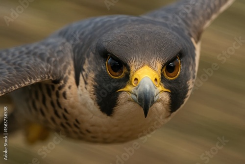 A close up of a bird of prey with its wings spread