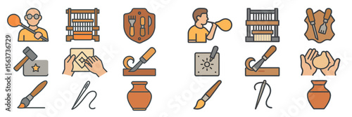 Crafting tools and activities displayed in a creative montage highlighting traditional artistic skills