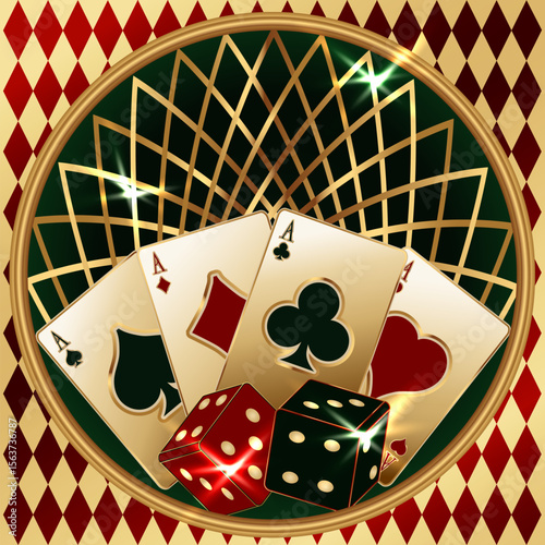 Casino poker  cards greeting  backround, vector illustration